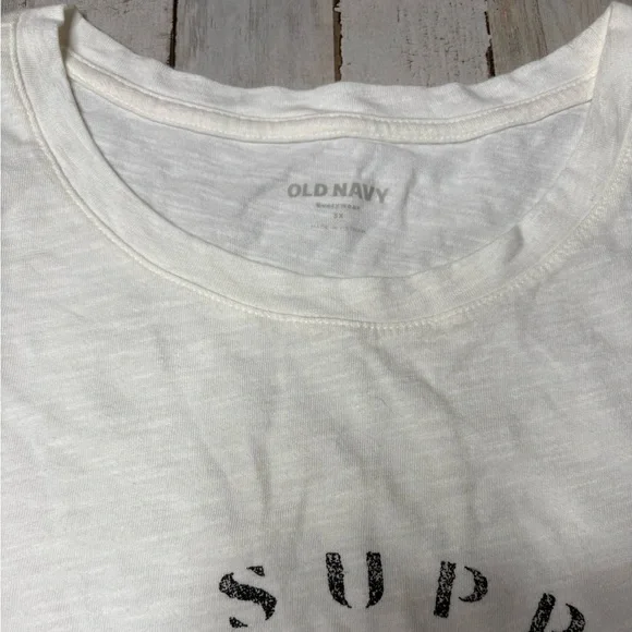 Old Navy Size 3X Bone Color Graphic Short Sleeve Womens Top - Picture 4 of 11